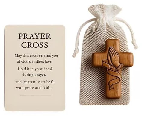 Olivvia Handmade Wooden Palm Cross - Christian Gifts for Women, Comfort Holding Prayer Cross, Pocket Faith Cross for Christening, First Holy Communion & Goddaughter Gifts, Prayer Cross Gift