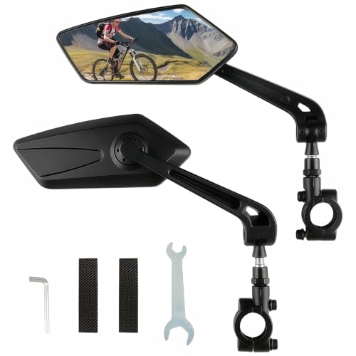 suaywo Juego de espejos retrovisores para bicicleta con campo de visión HD, plegable y giratorio 360°, universal, apto para bicicleta eléctrica, bicicleta de montaña, espejo retrovisor para bicicleta