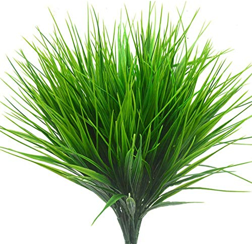 HBell 12pcs Artificial Plants, Plastic Wheat Grass Greenery Shrubs UV Resistant Fake Outdoor Plants for Farmhouse Home Garden Wedding Indoor Outside Decor (Grasses)