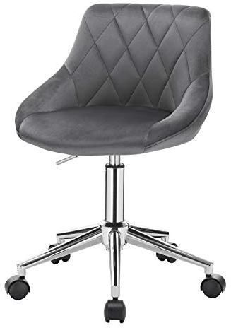 EUGAD Bürohocker Rollhocker Arbeitshocker, Schreibtischstuhl, Kosmetikhocker, Bürostuhl Kinder, höhenverstellbar Drehstuhl mit Rollen, Samt, Dunkelgrau 0031BGY