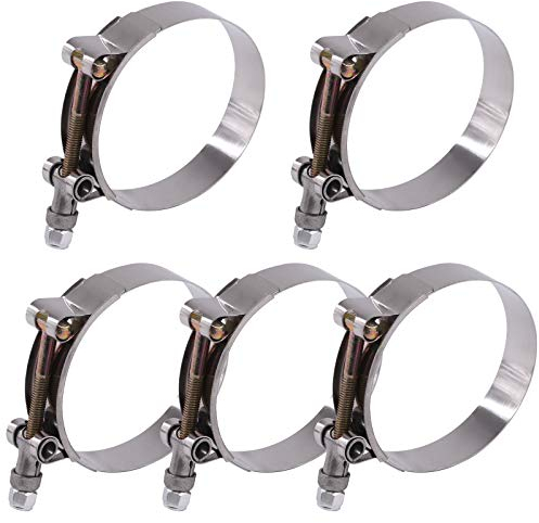 Glarks 5-stück 70-80 mm Edelstahl T-Bolzen Schlauchschellen für Turbo-Ansaugung, Ladeluftkühler, Silber