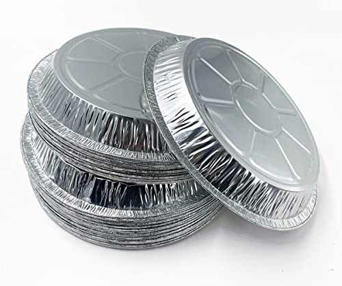 Kuting 50pcs Disposable Aluminum Round Foil Baking Tins, 9 inch, Silver