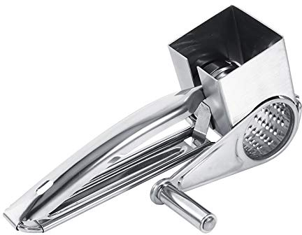 NIKOU Grattugia per formaggio in acciaio inossidabile, strumento per grattugiare a manovella rotante