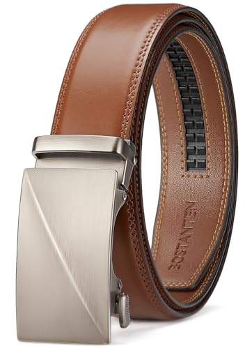BOSTANTEN Gürtel Herren, Ledergürtel für Herren mit Ratsche Automatikschließe Business Anzug Gürtel Breit 35mm,Größe Angepasst