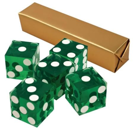 5 x Perfect 19MM Precision Casino Dice/Craps (green)