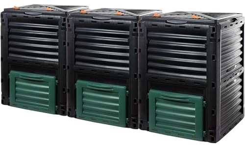 2friends Premium 3er Garten Komposter 300 Liter Ã–ko-Kunststoff Kompostbehälter für Gartenabfälle, Made in EU, mit Ergonomischem Griff