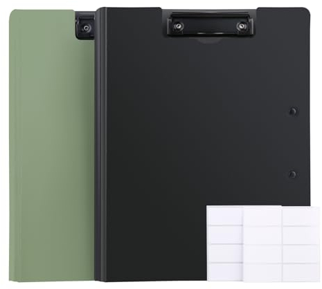 Klemmbrett A4, 2er Foldover Clip Ordner, Klemmbrett Mit Unterscheidungsetikett, Schreibbrett mit Papierklemme zur Aufbewahrung von Papier für Schule Büro Werkstatt Krankenhaus von stehenden Arbeitern