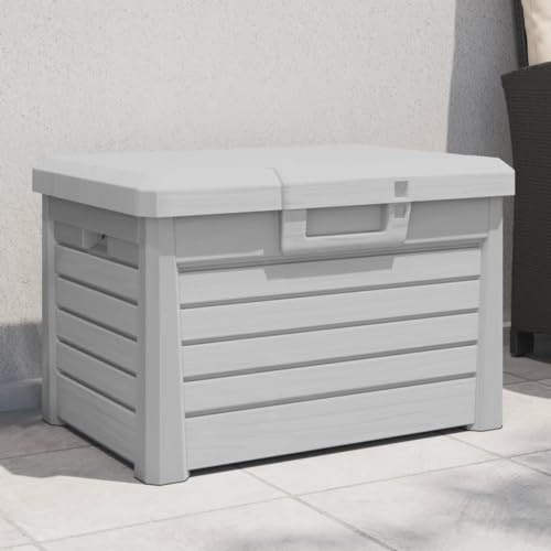 prissent Contenitore Cuscini 73x50,5x46,5 cm Armadietto per Piscina Mobili Balcone Armadio Esterno Patio Forniture Patio Bench Baule da Esterno Contenitore da Giardino Grigio Polipropilene