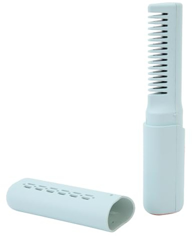 Kabelloser, Wiederaufladbarer Mini-Haarglätter, Tragbar, Kammbürste mit 3 Einstellbaren Temperaturen für Alle Haartypen (Himmelblau)