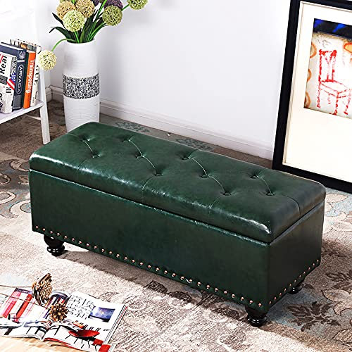 Modernt hem sovrum vardagsrum PU-läder sängkant bänk förvaring ottoman multifunktionsbänk grön 80 x 40 x 45 cm