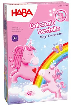 HABA 2012212004 - Unicornio Destello – Bingo Chispeante, Juego Infantil de Mesa de atención. Más 3 años