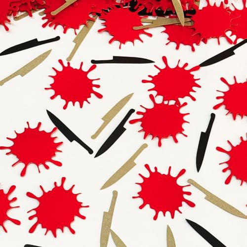 Lot de 100 confettis sanglants – Confettis de table d'anniversaire tueur de sang en forme de couteau en forme de couteau pour Halloween, anniversaire, décoration de table sur le thème de l'horreur