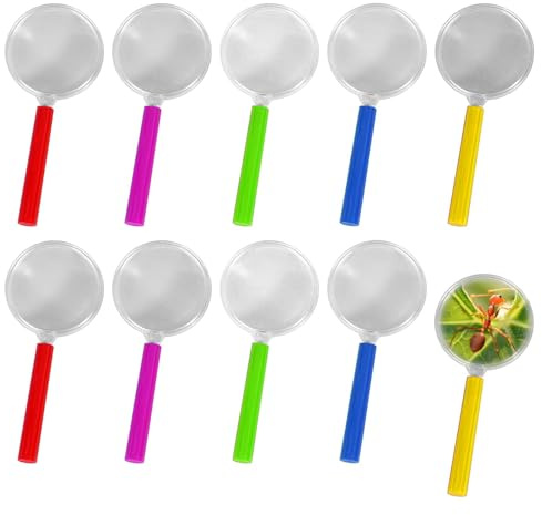 9 PCS Mini Magnifying Glasses for Kids, Handheld Plastic Magnifying Glass Set for Science Discovery, Educational Tools for Classroom & Outdoor Exploration