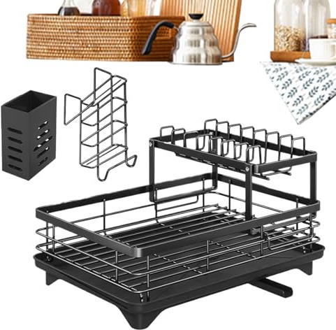 SVCEQZE Escurridor de Platos para Fregadero, Organizador de 2 Niveles, organizadores de Utensilios y Tazas y Almacenamiento para Cubiertos, Apartamentos, restaurantes