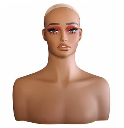 Jinhxofs Tête de Perruque, Tête Mannequin en PVC Aspect Réaliste | pour la Présentation de Chapeaux et Chapeaux, Porte-Perruques, Présentoir Buste Mannequin Usage Buste à Colliers