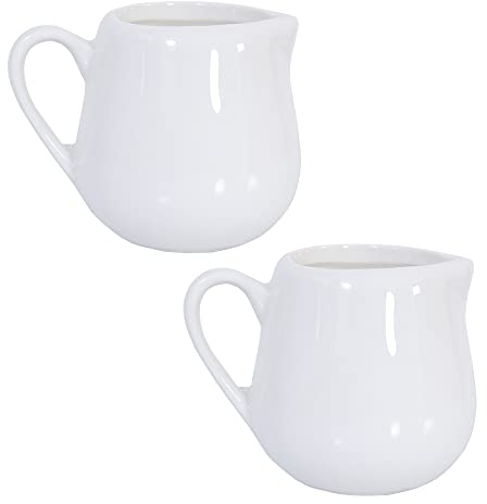 2 Pcs 50 ml/150 ml jarra de leche de cerámica color blanco cocina verter café crema taza de salsa con mango por +ing, Blanco, small
