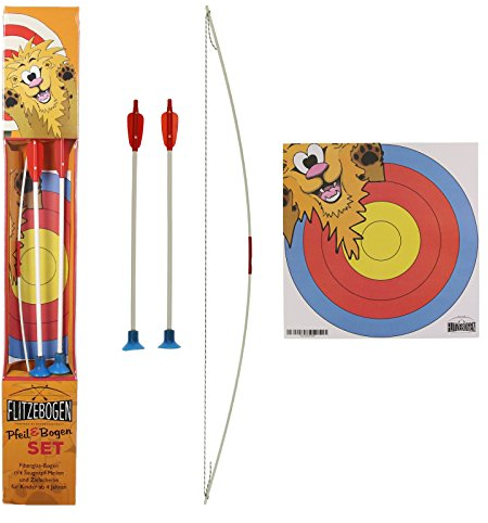 FLITZEBOGEN Freche Feder - Pfeil- und Bogenset mit 2 Pfeilen + Zielscheibenauflage