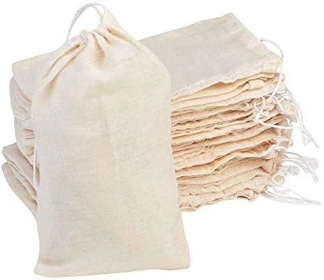 Tayfremn 50Pcs Cotton Drawstring Bags, Reusable Muslin Bag Natural Cotton Bags with Drawstring Produce Bags Bulk Gift Bag Jewelry Pouch for Party Wedding Home Storage, Natural Color (4x6 Inch)