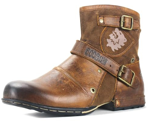 COWSDELLA Herr Stövlar Motorcykel Chukka Mode Känga Läder Vandring Combat Boots för Män Dragkedja