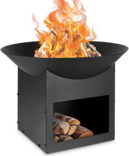 Vilde Garten- Feuerstelle Gartenkamin Feuerkorb Feuerschale Feuerstelle Feuerkessel aus Metall schwarz 56x41 cm