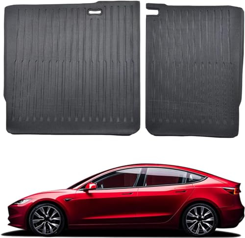 TOPABYTE Housse de Protection de Dossier de siège arrière pour Tesla Model 3 2017-2023 Sièges de deuxième rangée Couverture arrière Tapis Toutes Saisons Doublure de Coffre de Chargement 2 pièces