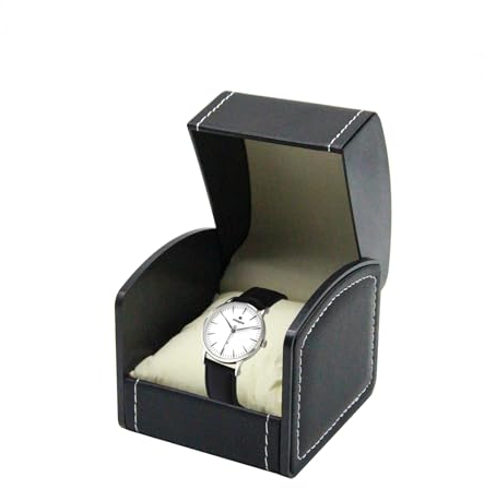 DOZNOZRI Single Watch Box Leather for Men Women Watch Travel Case with Removable Cushion Watch Storage Box for Women Men Watch Cases for Most Watches, Birthday Day Watch Box (Black)