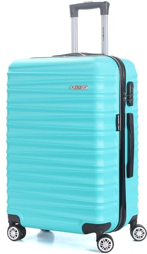 TROLLEY ADC Valise Grande Taille 75cm – Bagage Soute XL 94L ABS Léger et Résistant – 4 Roues Doubles 360° Silencieuses – Cadenas 3 Chiffres – Bleu Lagon Collection Lana