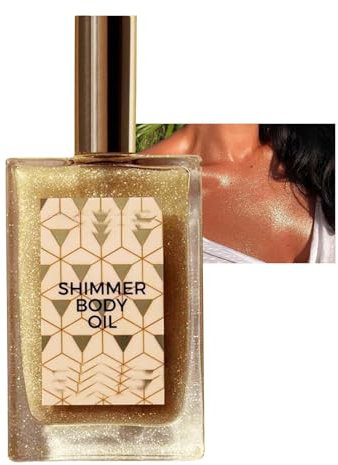 Flüssig Highlighter Oil - Wasserfest Gold Körper Öl, Langlebig Body Shimmer Mit Ultrafeines Glitter, Gleichmäßige Abdeckung Make-Up für Gesicht & Körper, Seidige Textur