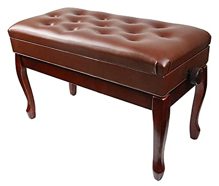 XAoSCd Tabouret De Piano Réglable pour 2 Personnes, Banc De Piano À Levage Automatique, Tabouret De Piano avec Compartiment À Musique Et Siège Rembourré en PU, Hauteur : 48~58 Cm,Brown