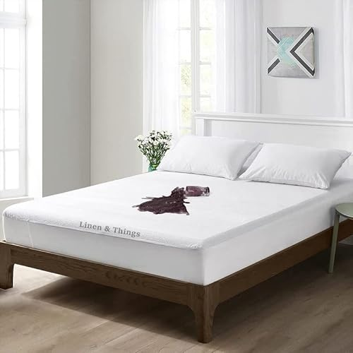 California Queen Size (60 x 84) Inch, White - Mattress Protector Terry Cotton Surface Super Soft & Breathable Fitted Sheet Style 12 Inch Deep Pocket