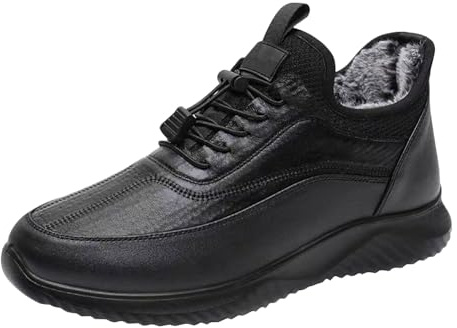 Baskets pour Homme Chaussures d'hiver Doublure Chaudes Peluche Chaussures de Sport Course Lacets Plates Semelle Antidérapant Sneakers Confortables Décontractées 42