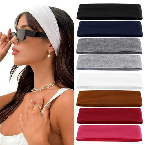 8 Pcs Headbands for Women's Hair, Soft Fabric Elastic Head Bands for Women
