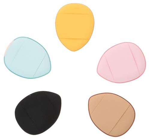 OSALADI Borlas de Maquillaje Tipo Cojín Mini de 5 Piezas, Material Poliuretano Hidrófilo, Tamaño de Dedo, Multicolor, para Polvos Faciales y Corporales, Aplicador Compacto Color Aleatorio