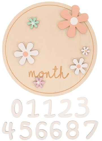 LALAFINA Cartes de Jalons Mensuels pour Bébé en Cercles en Bois Charmants, Accessoires de Photographie pour Commémorer la Naissance, pour Séances Photo de -nés