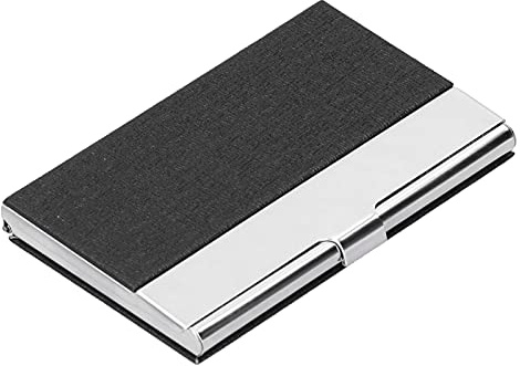 Aramox Tarjetero de Visita Estuche para Tarjetas de Visita de Acero Inoxidable Diseño de 9,5 X 6 X 1 con Capacidad para 15 a 20 Tarjetas con Cubierta Antideslizante para Viajes, Oficinas, Reuniones,