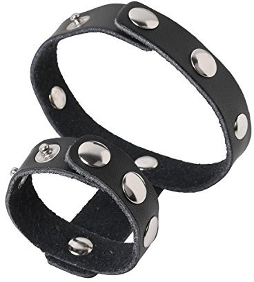 Freebily Anello Fallico Doppio Anello per Pene in Pelle Dispositivo di Ritardo Regolabile Giocattoli Erotici per Uomini per Aumentare la Potenza Bondagerie Kits Bdsms Nero Taglia unica