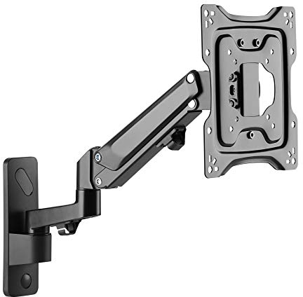 RICOO TV Wandhalterung Fernseher Halterung Gasfeder Schwenkarm für 23-43 Zoll Fernsehhalterung für Wand S4422 Höhenverstellbar Schwenkbar Neigbar Flach Curved Fernseh-Arm bis 23-Kg & VESA 100 & 200