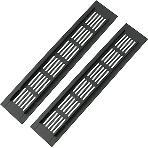 2 stycken dörrar, ventilationsgaller aluminium, ventilationsgaller rektangulärt, frånluftsgaller 250 x 50 mm, dörrventilation, dörrfläkt, insektsskydd för husbil/garderob/kök osv (svart)