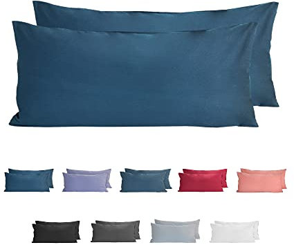Komfortec 100% Baumwolle Kissenbezüge 2er Set 40x80 cm, Superweicher Premium Jersey Kopfkissenbezug 150 g/m², Kissenhülle, Tiefseeblau