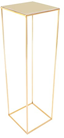 Supporto per fiori in metallo dorato, con colonna di metallo, per matrimoni, cene, centrotavola (29 x 29 x 100 cm)