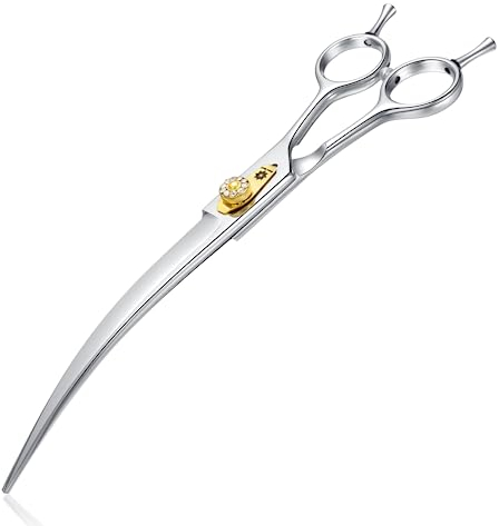Dream Reach 8 zoll Hundeschere Gebogen Fellschere - Hunde Schere mit ergonomischem Griff,440C Edelstahl Fellschere für Hund Katzen Schneiden,Profi Hundehaarschere mit einstellbare Schraube