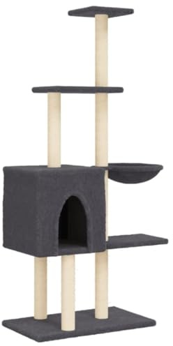 vidaXL Albero per Gatti con Tiragraffi in Sisal Grigio Scuro 145 cm