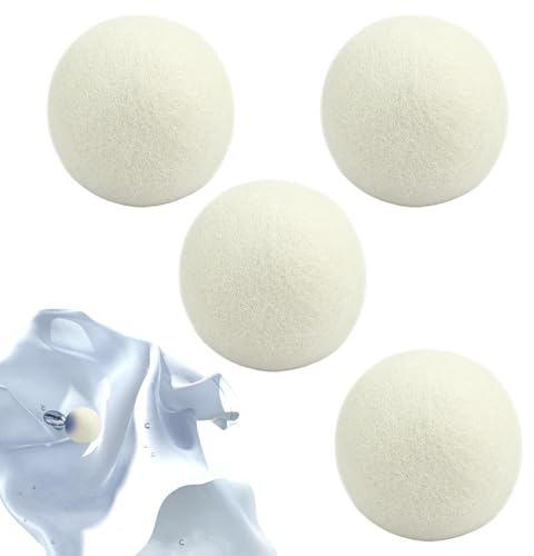 Palle di lana per asciugatrice, palle di lana | Sfere di lana riutilizzabili | 4 pezzi di palla ammorbidente in tessuto naturale riutilizzabile, kit di pulizia a secco, forniture per la stanza di