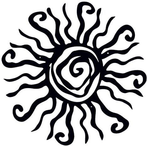 Huspox 40cm Wacky Sun Metal Wall Art Indoor Outdoor Decor - Black Rust Proof Wall Sculpture - Hanging Wall Art Ideal for Bedroom Garden Home Patio and Farmhouse