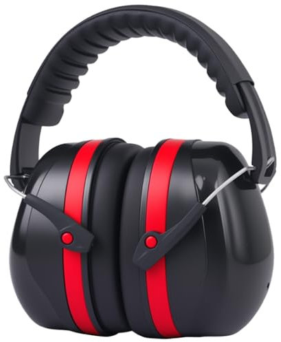 JITIFAZH Ear Defenders Adults with SNR 34dB, Lightweight Protection Earmuffs with Headband, Provide Hearing Protection For Shooting, Construction, Yard Work, Machinery Work Mowing (Red)