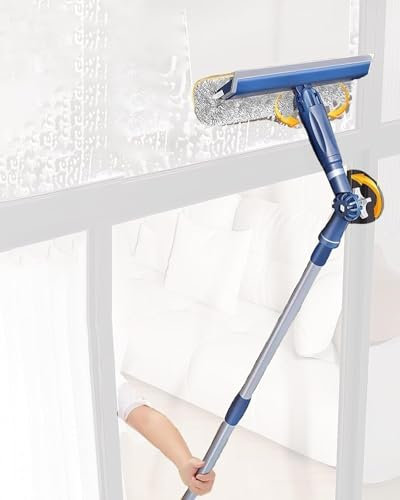 Equipo de limpieza de ventanas, limpiador de ventanas telescópico, mango largo de 1 m, cepillo de lavado profesional extensible para cristal de ducha, con cabezal giratorio de 180° para el hogar