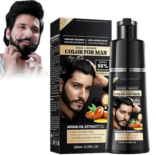 EHIOG Shampoing Colorant Noir Effet Rapide Naturel Crème Colorante Pour Hommes et Femmes Couverture des Cheveux Gris-200ml