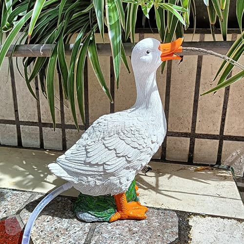ZYZSY Fontaines pour bassins d'animaux, cracheurs d'étang pour Petits étangs, Gargouille de Canard avec Pompe, pour Donner Vie à Votre Bassin de Jardin(White)