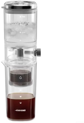 URPIZY Brocca da caffè ad acqua fredda con velocità di gocciolamento uniforme - Macchina da caffè freddo Dripper con materiale PCTG e filtro ad alta densità per l'estrazione a freddo (trasparente)