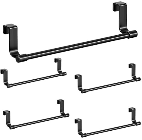ZSUIQIN 5 Pezzi Porta asciugamano, Porta Asciugamani Cucina, Porte Strofinacci, Barra Canovaccio, Barra Asciugamani, Acciaio al Carbonio, Per Cucina, Bagno, Porte Dell'Armadio (Nero)